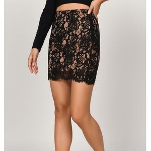 Black nude lace skirt